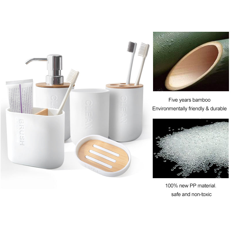 Bamboo & Wood Bathroom Toothpaste Holder and Cup Set | Eco-Friendly Organizer