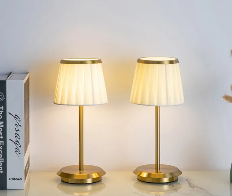 Perceptual Art Table Lamp | Minimalist Cloth Shade with Gold Base